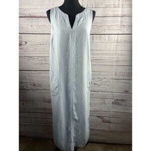 J Jill Denim Womens Midi Dress M/P Blue Chambray Sleeveless Casual Minimalist